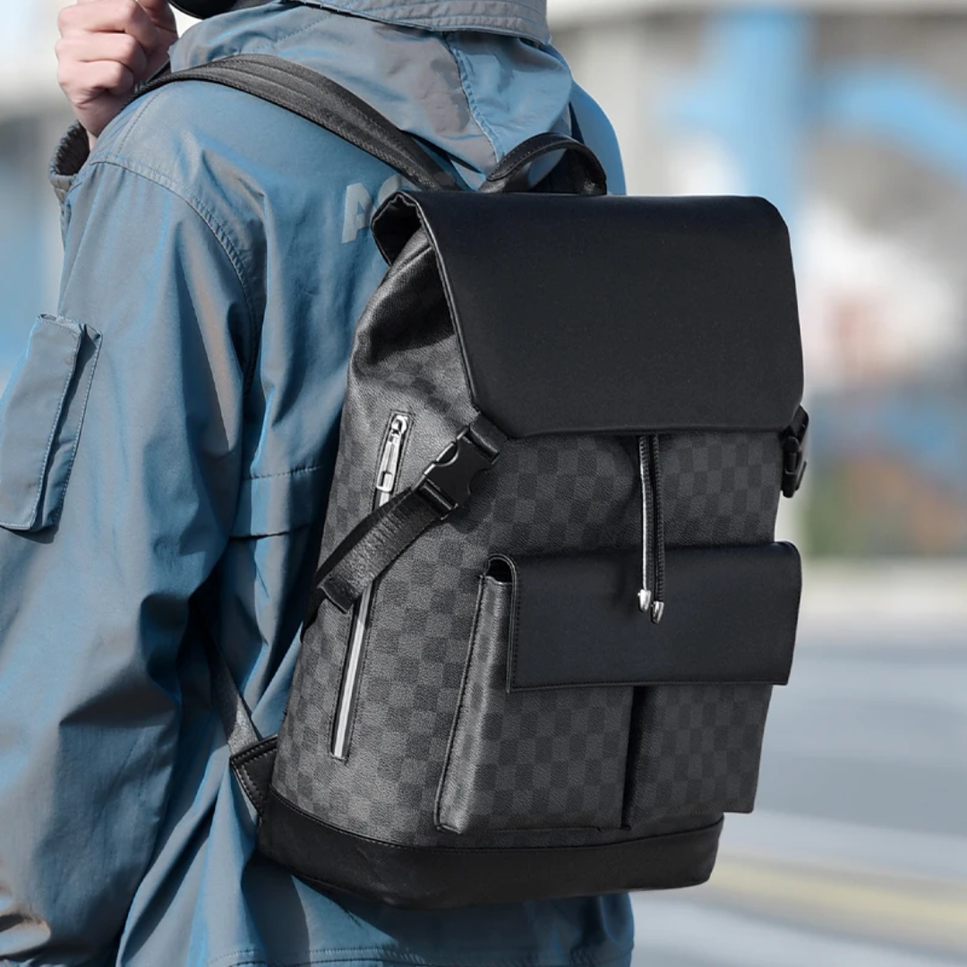 Sac Vintage en Cuir Noir - Bandoulière Réglable