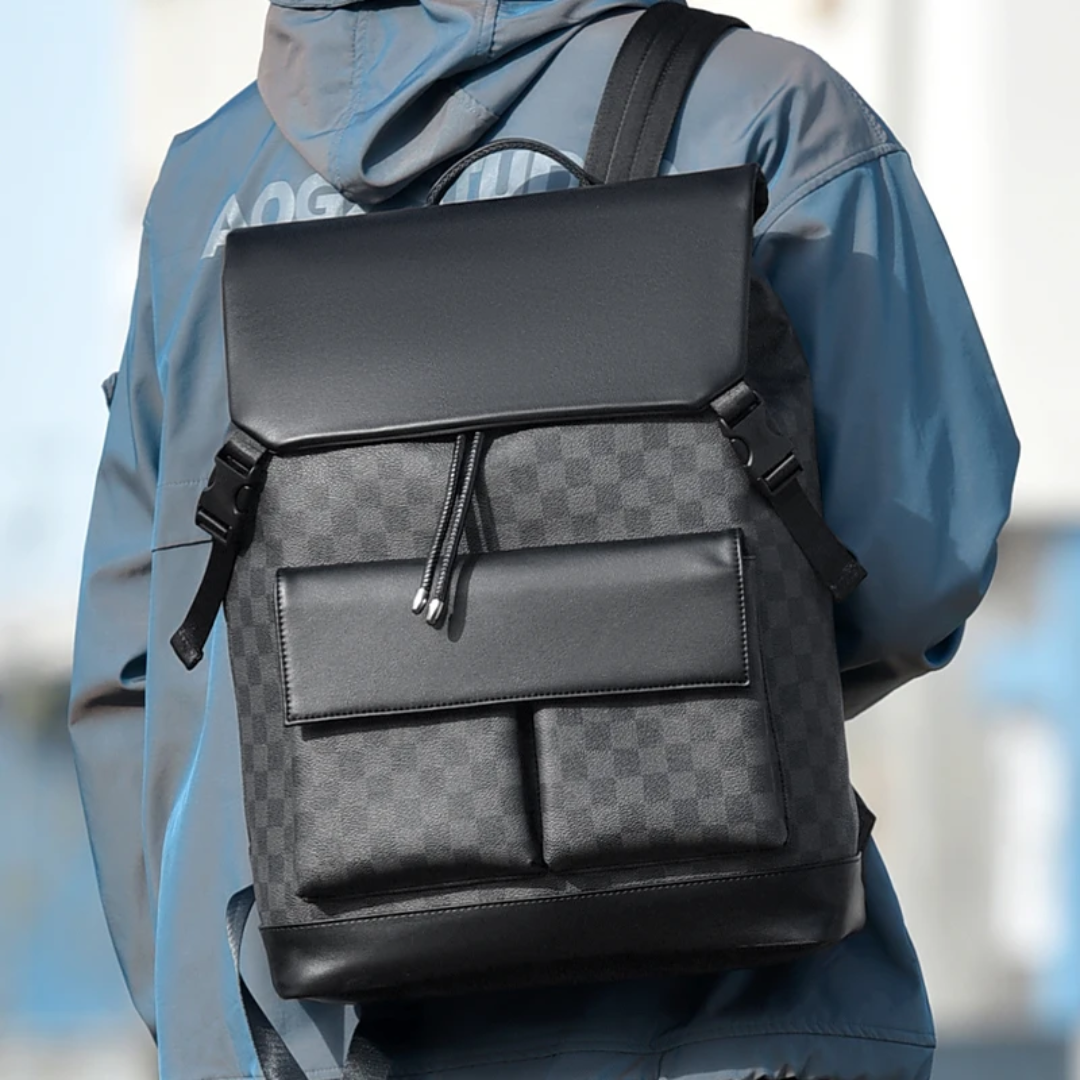 Sac Vintage en Cuir Noir - Bandoulière Réglable